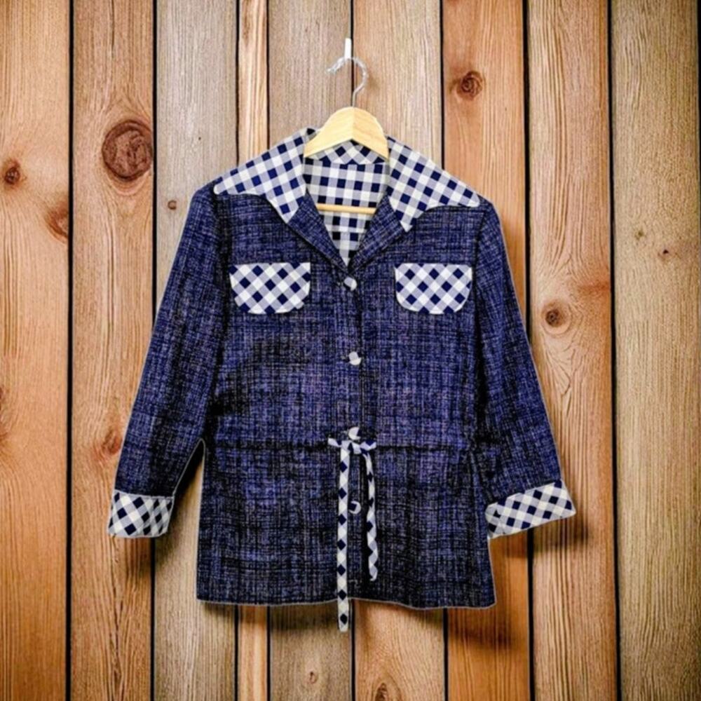 Vintage 70s Plaid Button Up Jacket XS S